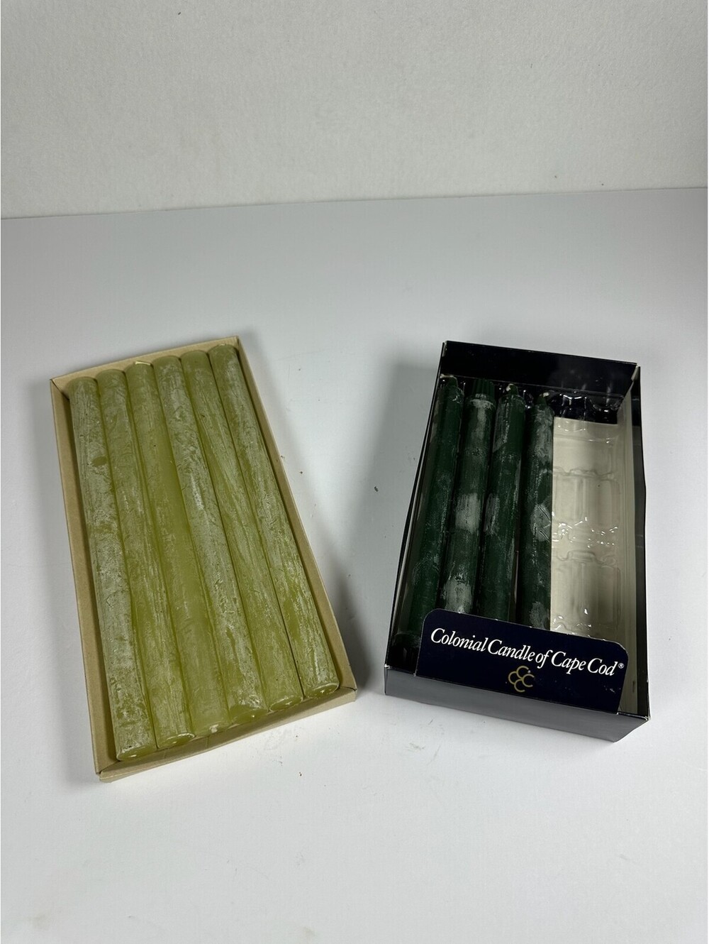 Lot of 10 Colonial Candle of Cape Cod Taper Candles Green Vintage Decor F-11